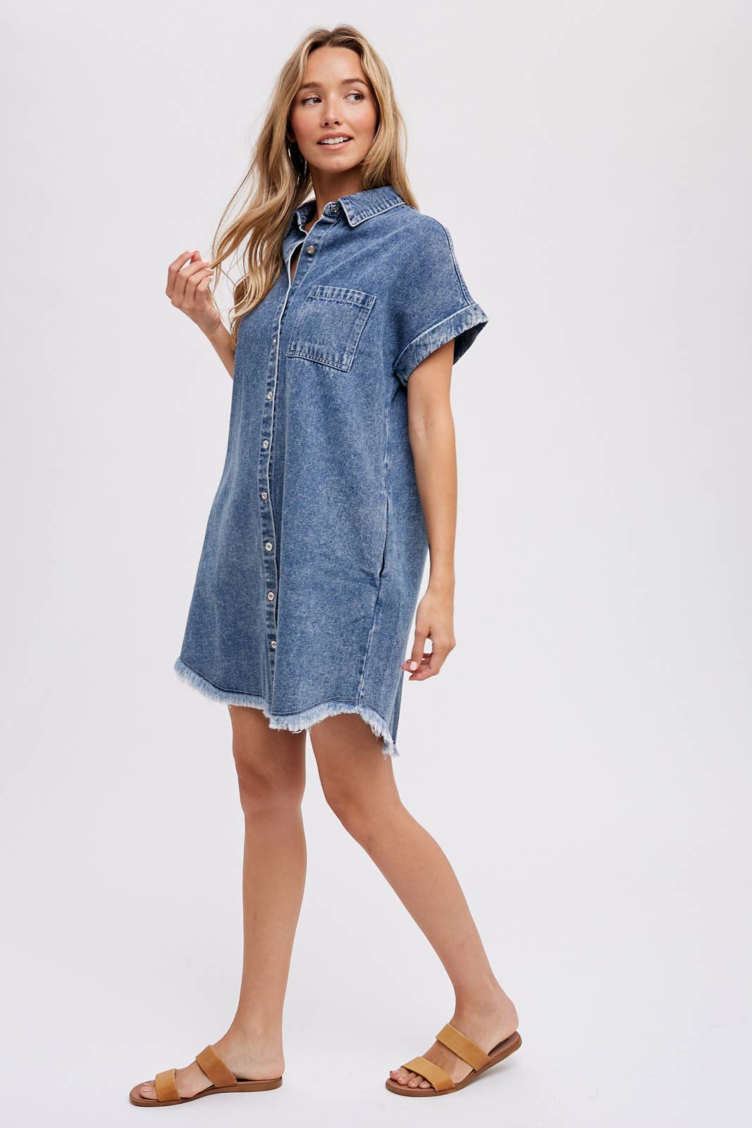 Frayed Hem Denim Dress