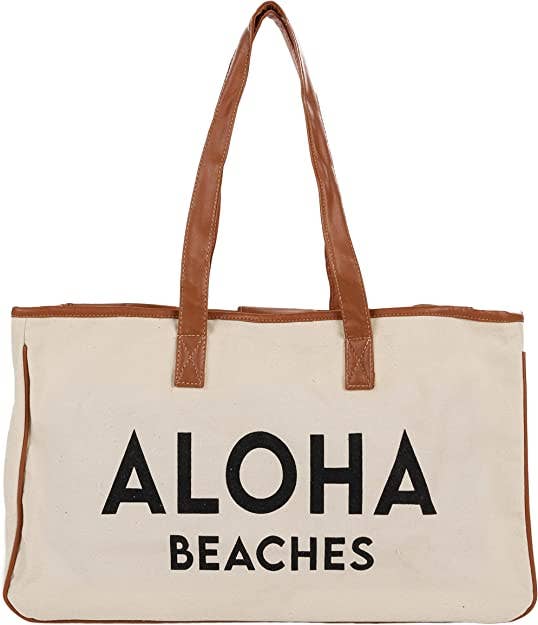 Large Cotton Tote Bag - Aloha Beaches