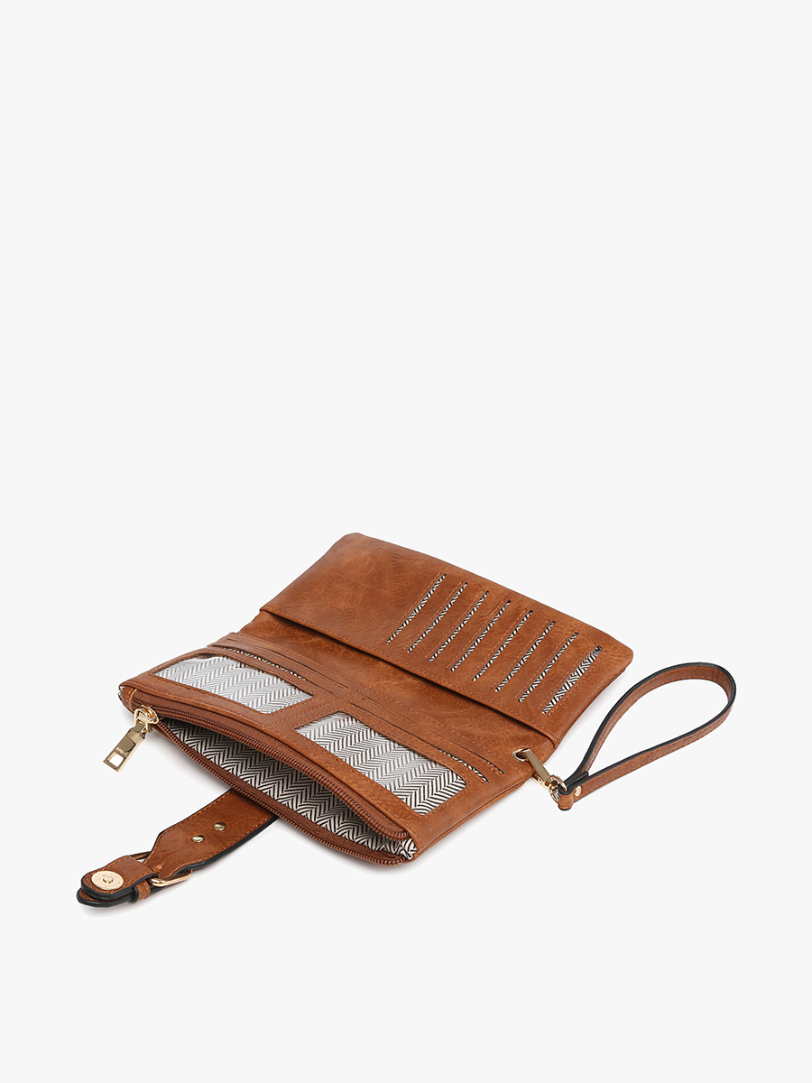 Cadence Buckle Wallet/Clutch w/ Zip: Khaki-FSB