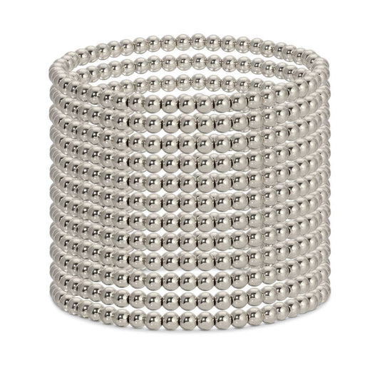 4mm Bead Stretch Bracelets: Silver