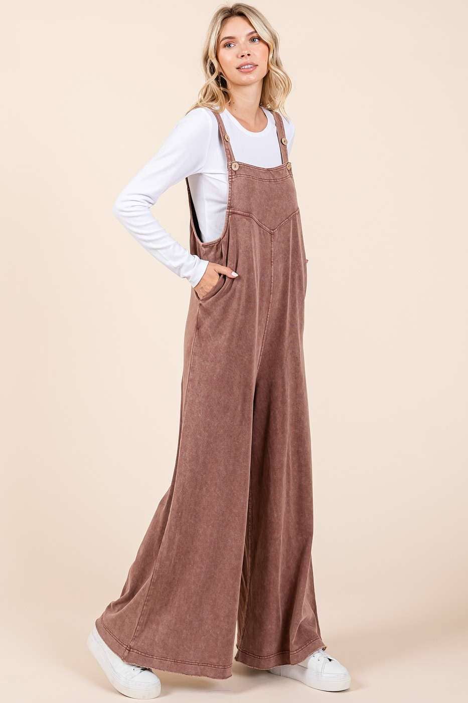 Mineral Washed Button Overalls