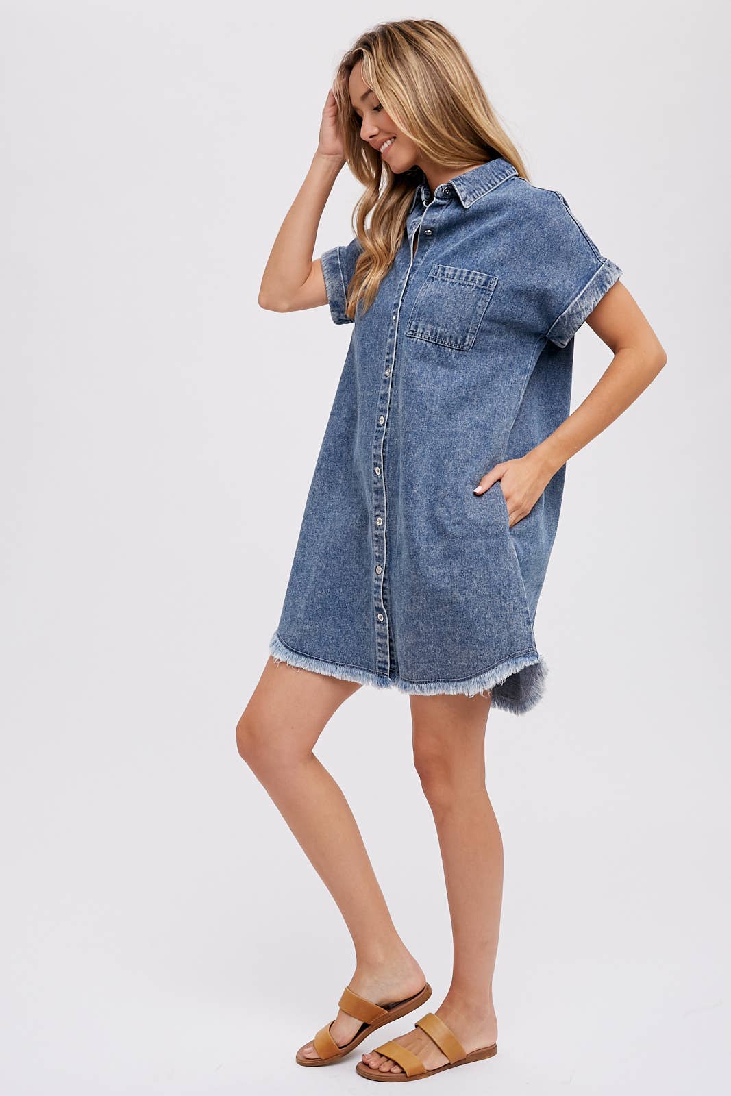 Frayed Hem Denim Dress