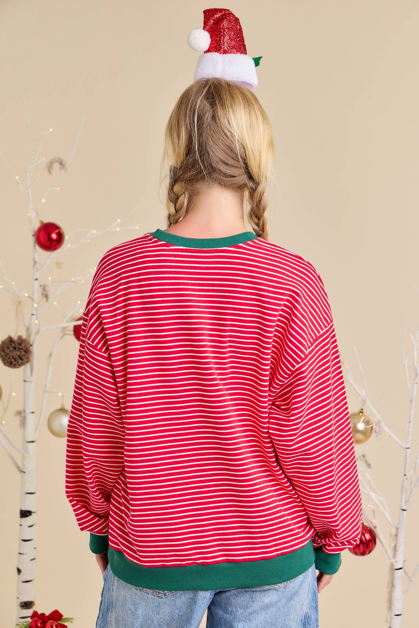 Holly Jolly Red Stripe Sweatshirt