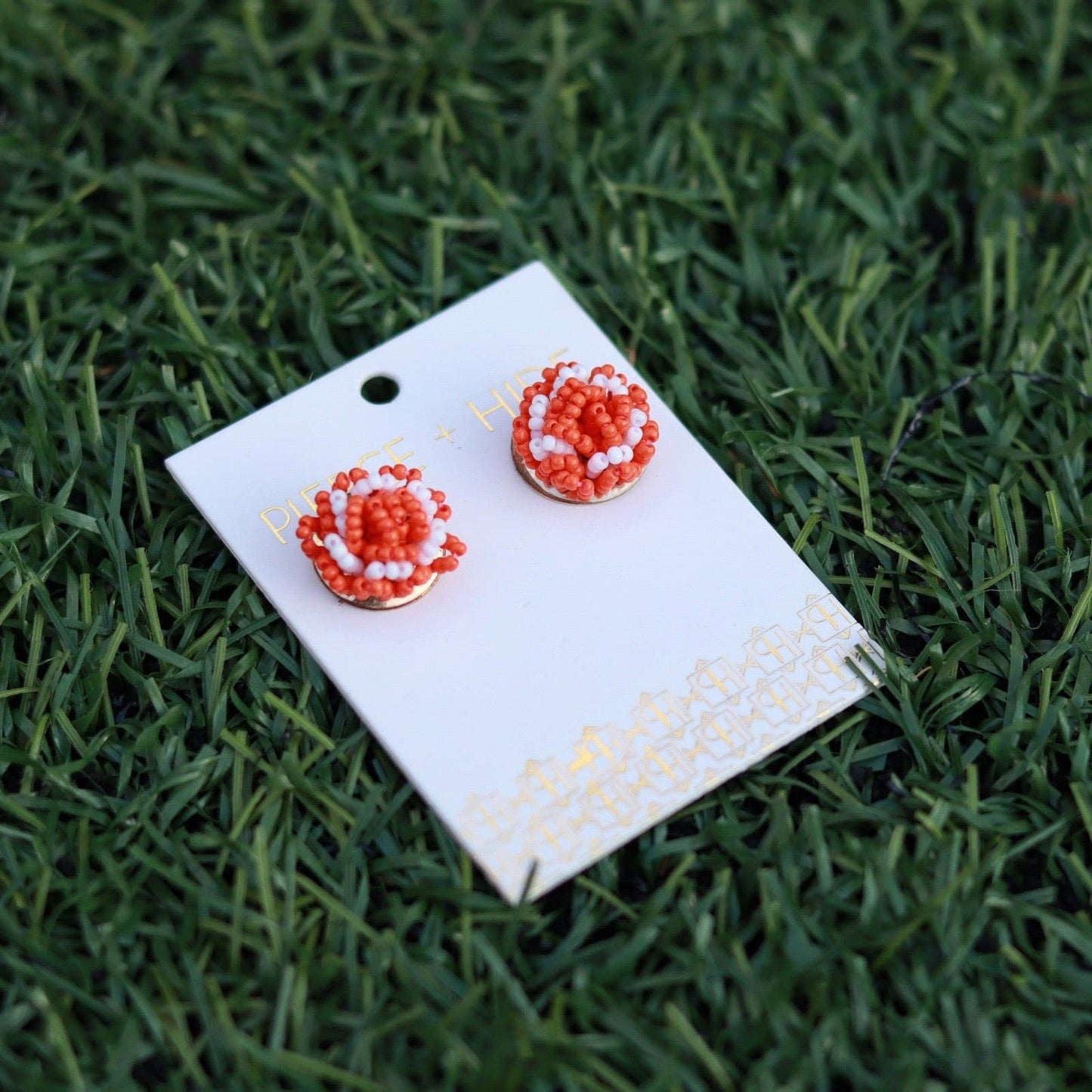 Custom Beaded Pom Earrings| Game Day Earrings| Back to School: Red + Black