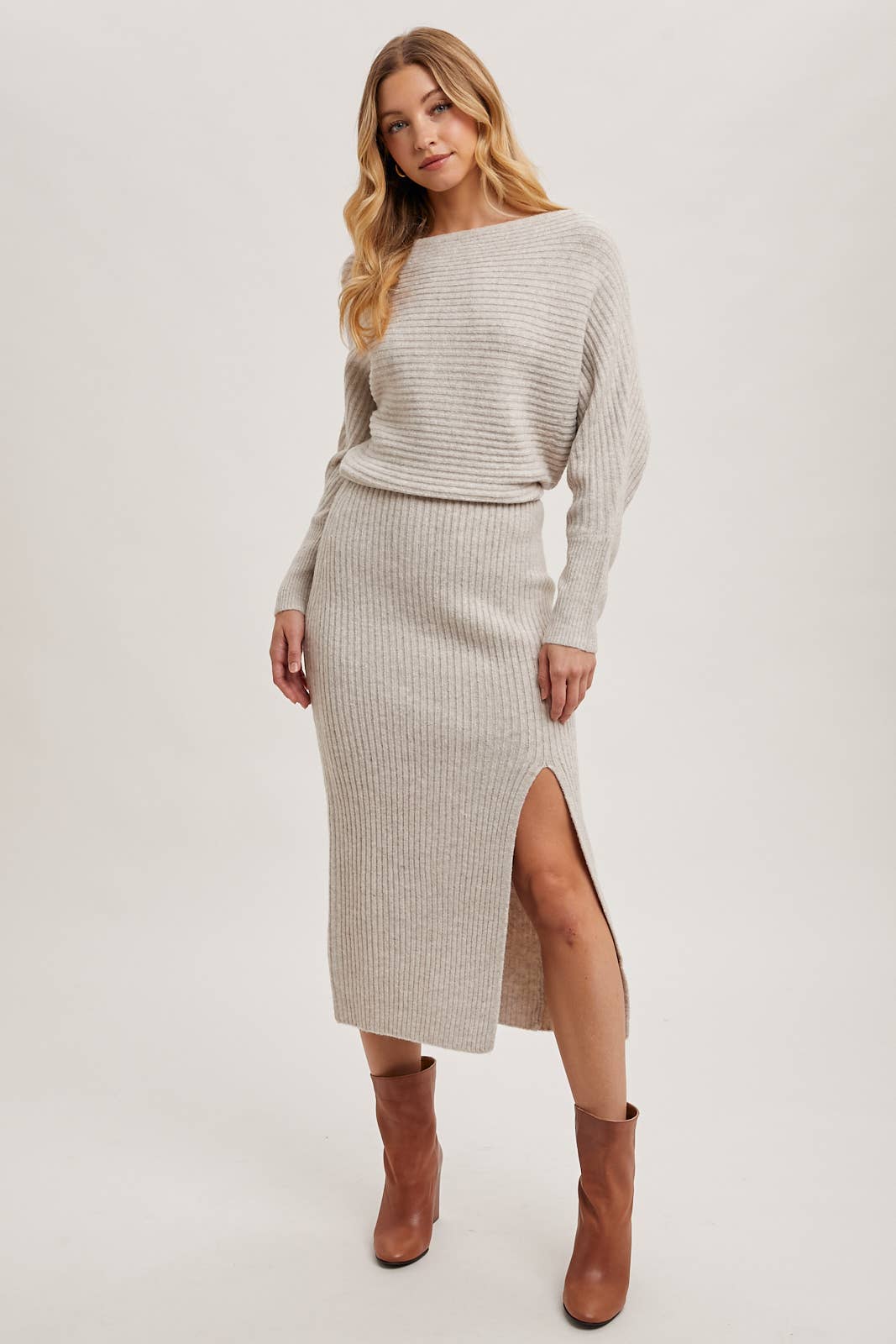 One Shoulder Slit Midi Dress