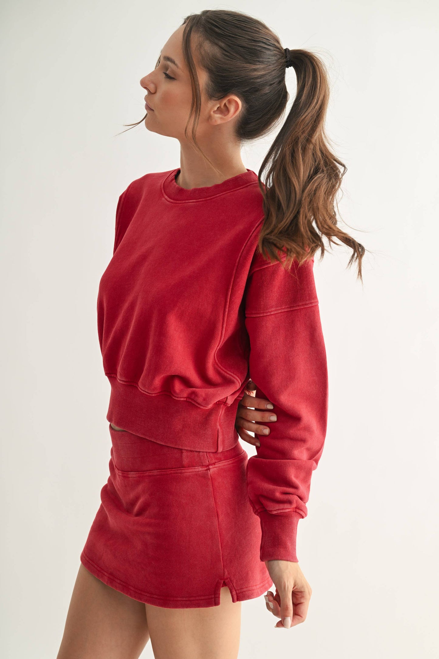 Mineral Wash Luxe Cropped Sweatshirt