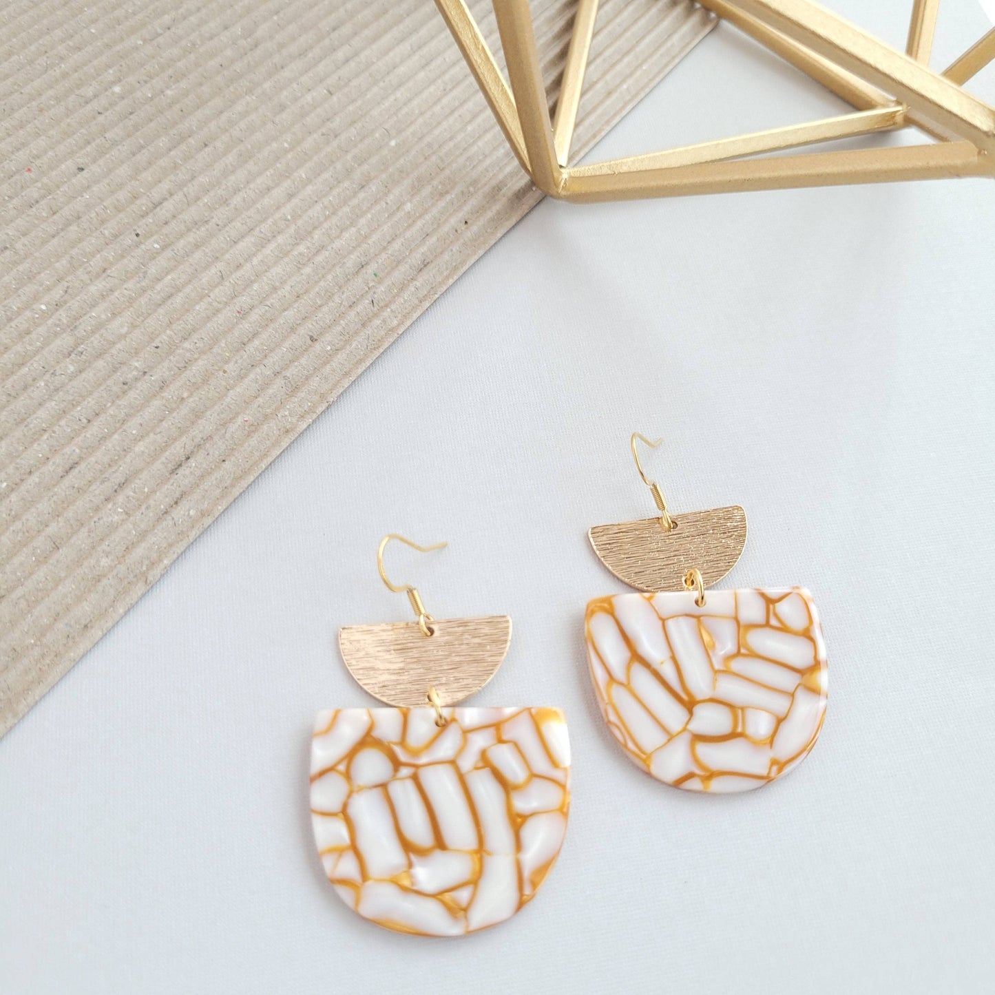 Harper Earrings - Pumpkin Spice / Gold Statement Earring