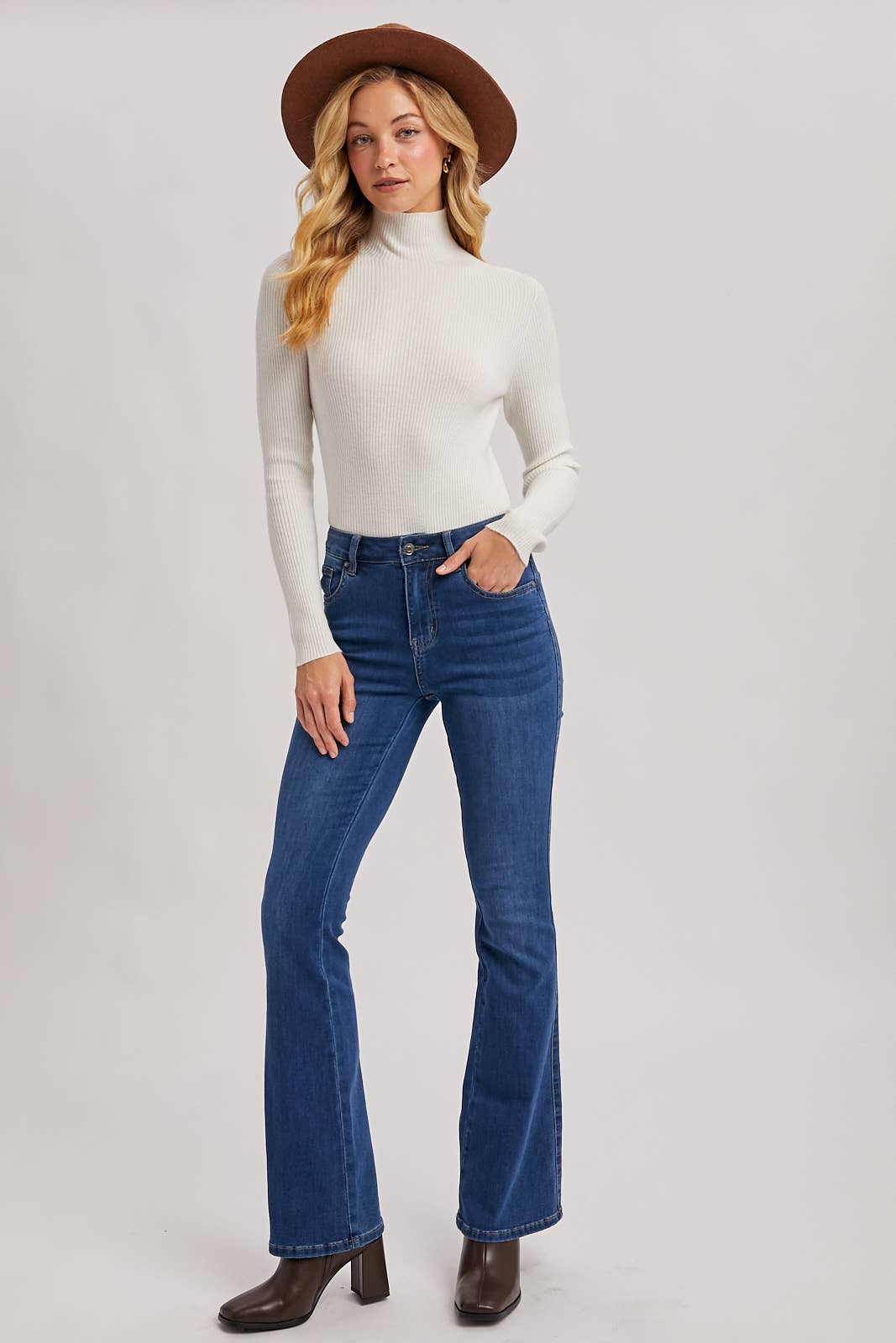 Knit Mock Neck Ribbed Top