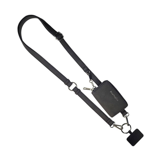 Clip & Go Strap with Pouch Brushed Vegan Leather Collection: Black - Black Pouch
