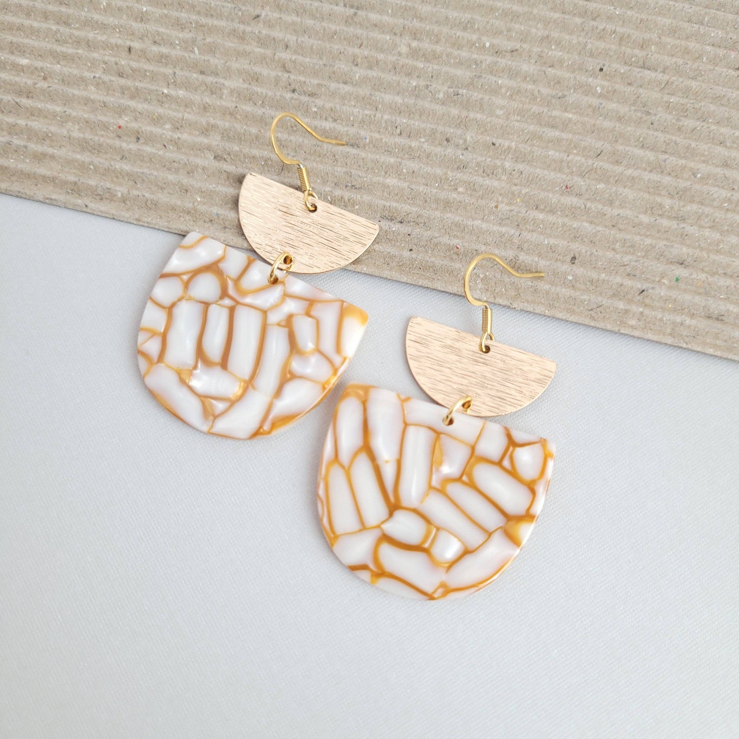 Harper Earrings - Pumpkin Spice / Gold Statement Earring