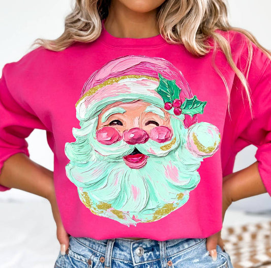 Retro Hand-painted Santa Sweatshirt