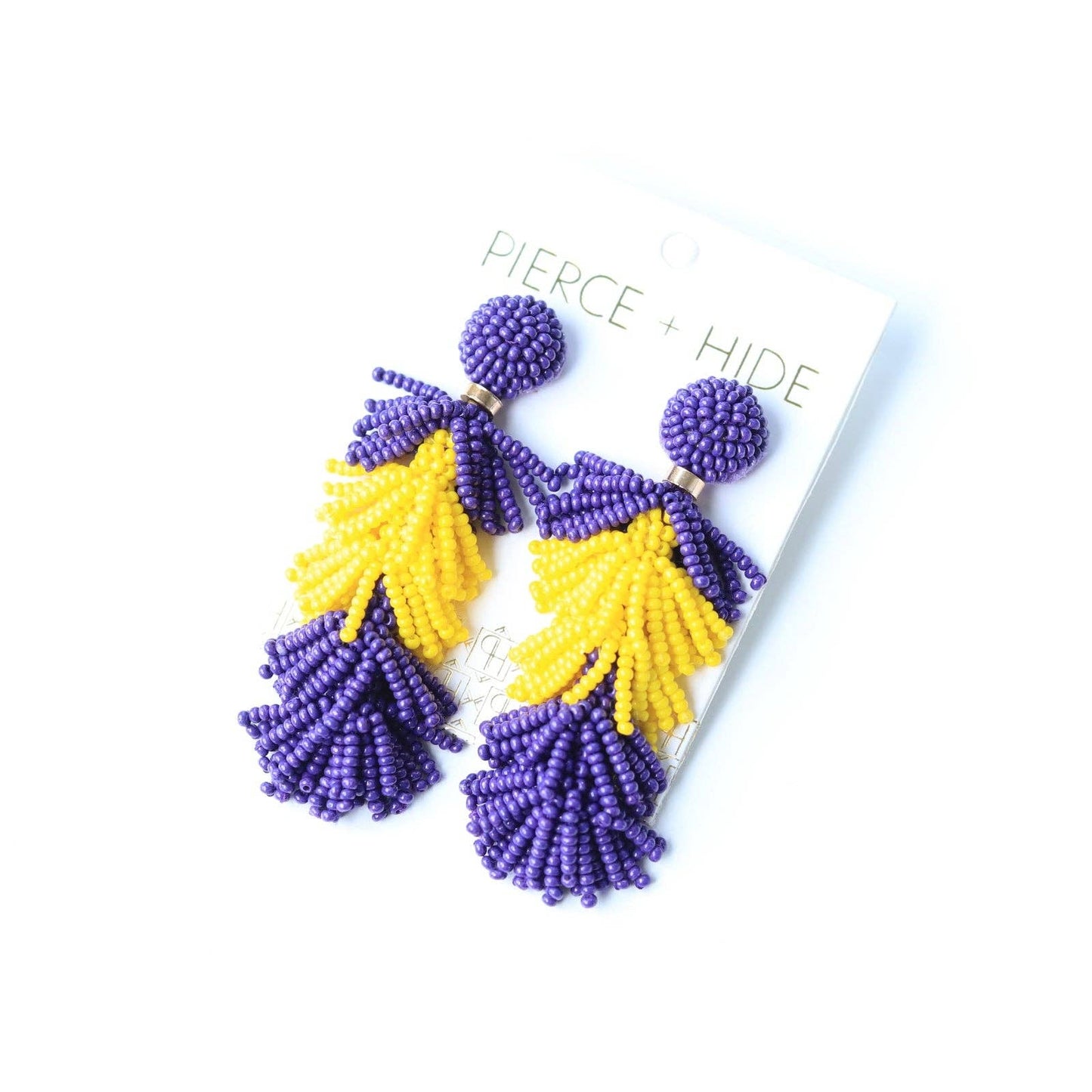 Custom Purple/Yellow Tiered Tassel Earrings| GAME DAY EARRINGS