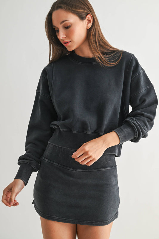 Mineral Wash Luxe Cropped Sweatshirt