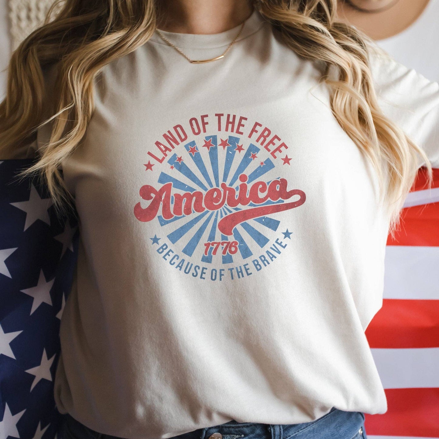 Retro Land of the Free Patriotic Tee