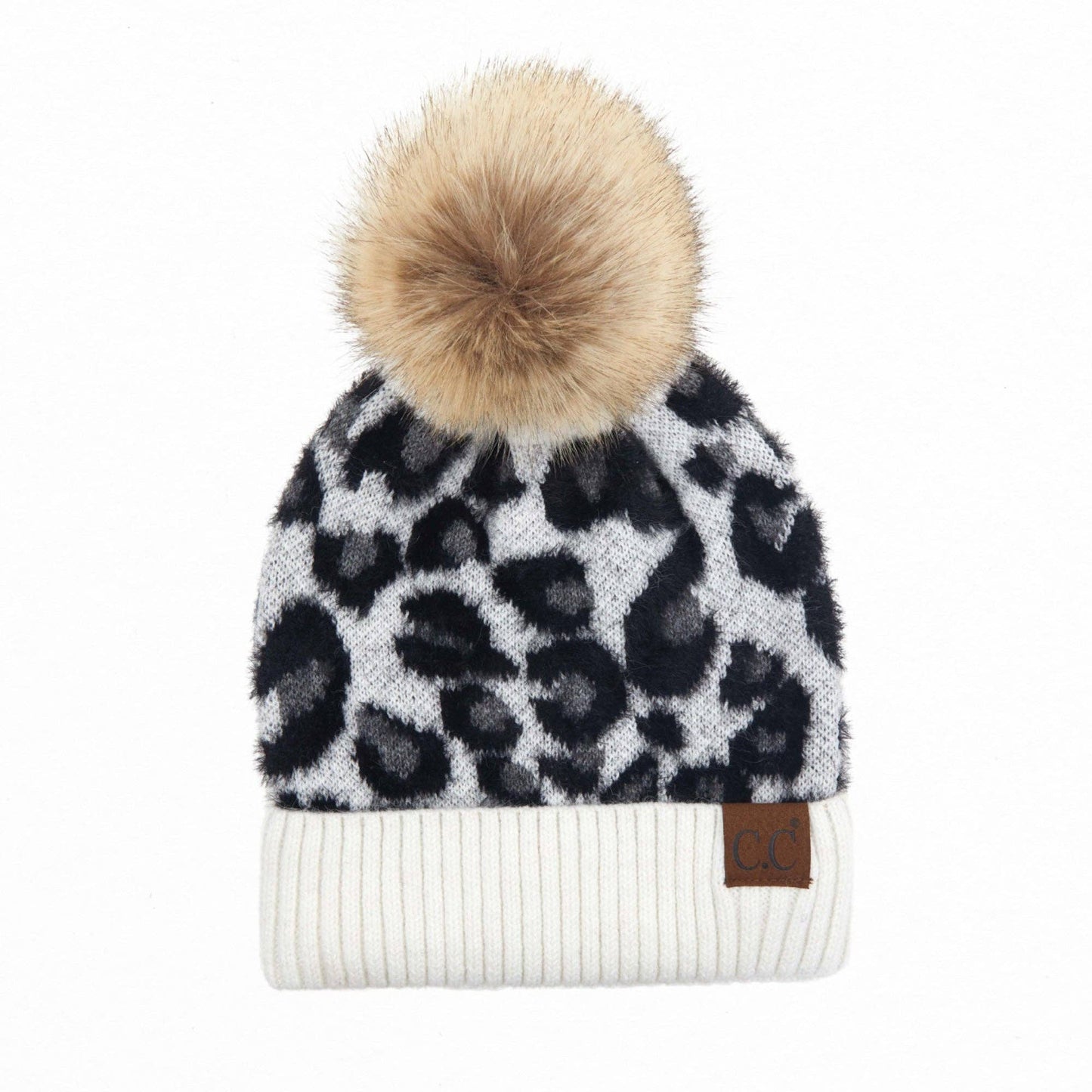 CC Beanie Leopard Winter Hat HAT-2061 HAT2061: Mocha