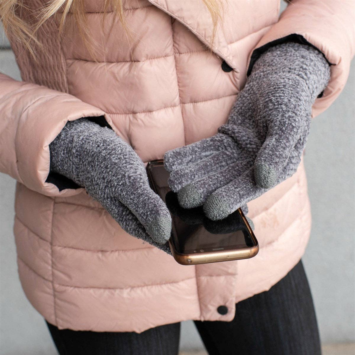 CC Chenille Touchscreen Glove: Beige