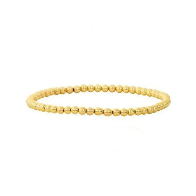 18K Gold Plated Copper Pearl and Gold Beaded Ball Bracelet: Chain with Clasp