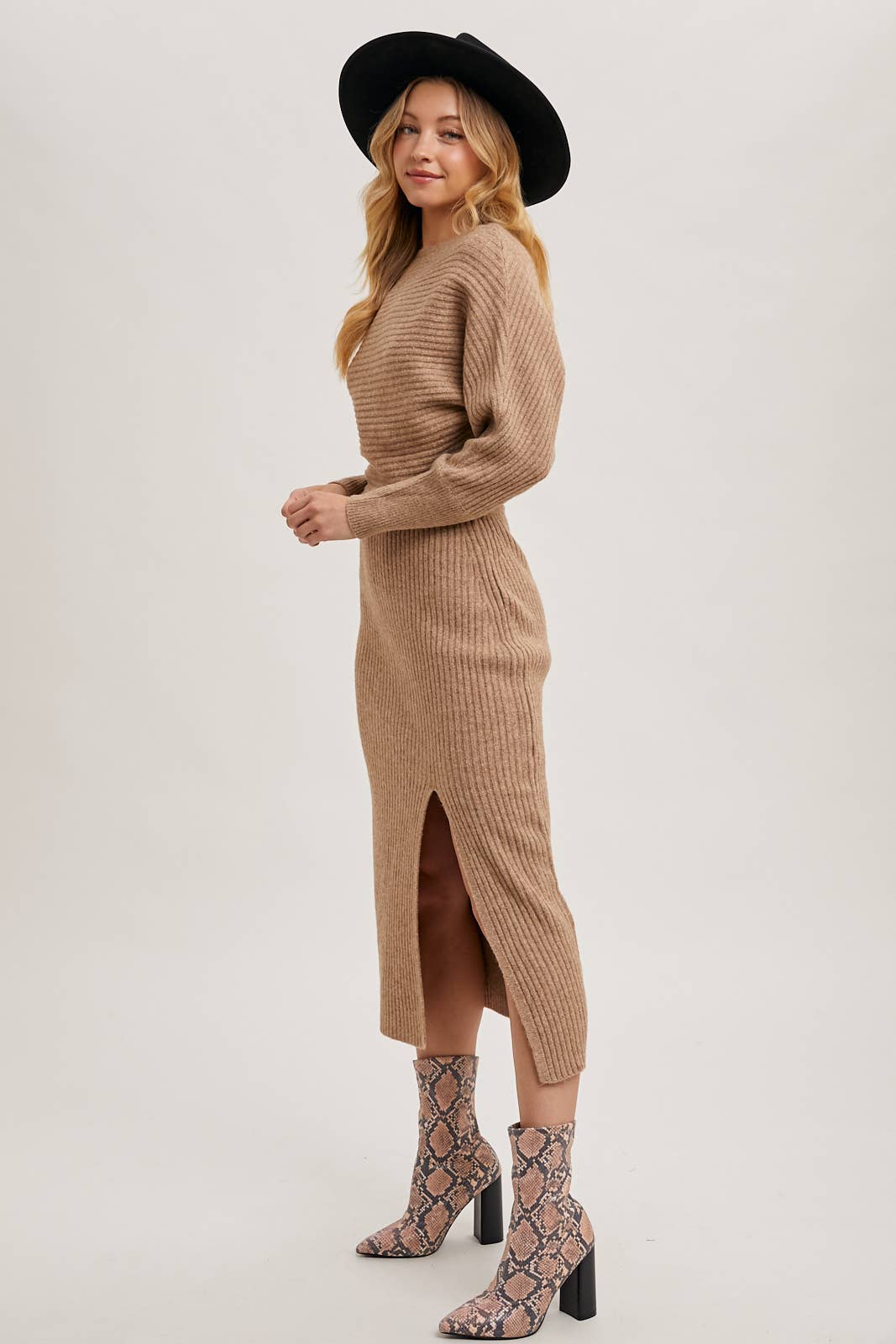One Shoulder Slit Midi Dress