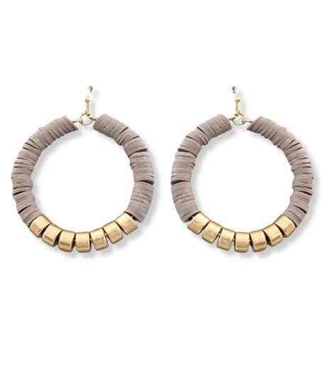 Grey & Gold Closed Circle Hoop Earrings