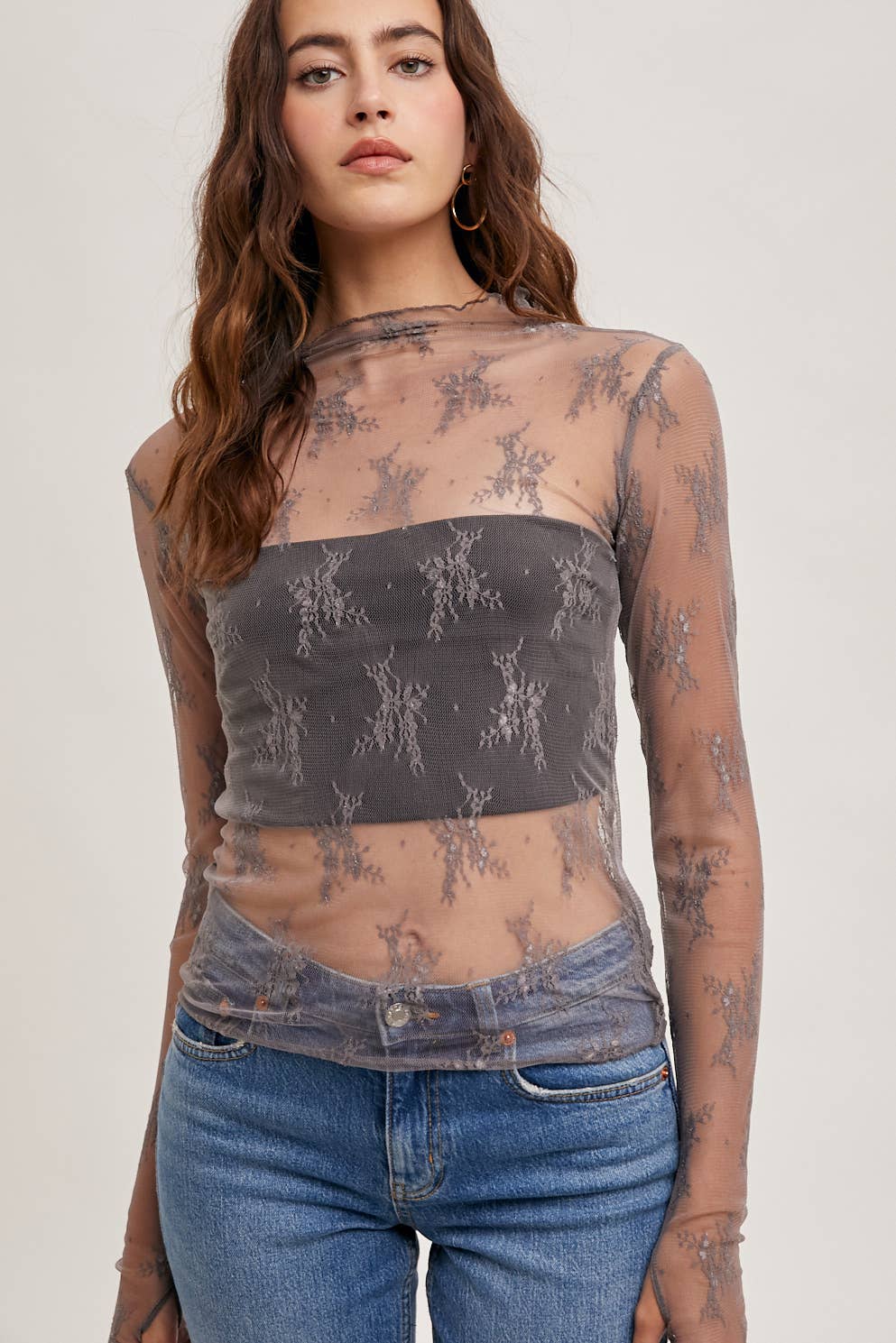 Floral Embroidered Lace Layering Top