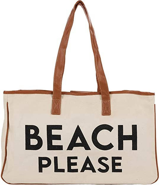 Large Cotton Tote Bag - Beach Please