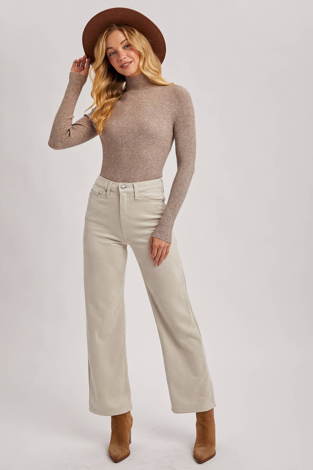 Knit Mock Neck Ribbed Top