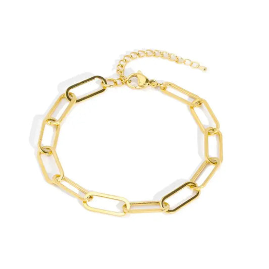 18K Gold Plated Copper Pearl and Gold Beaded Ball Bracelet: Chain with Clasp