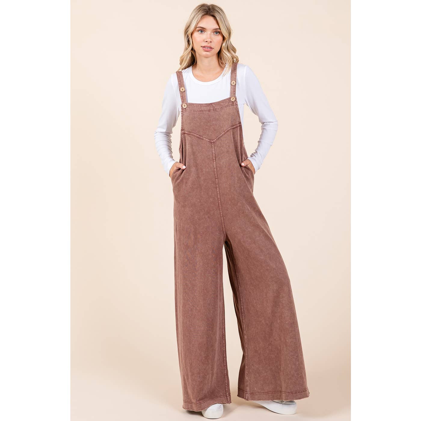 Mineral Washed Button Overalls
