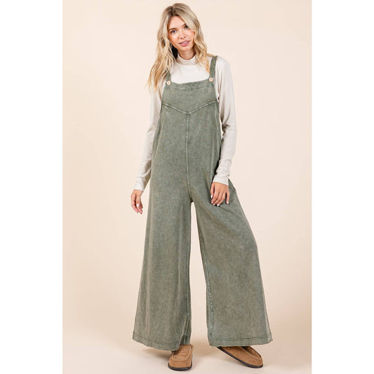 Mineral Washed Button Overalls