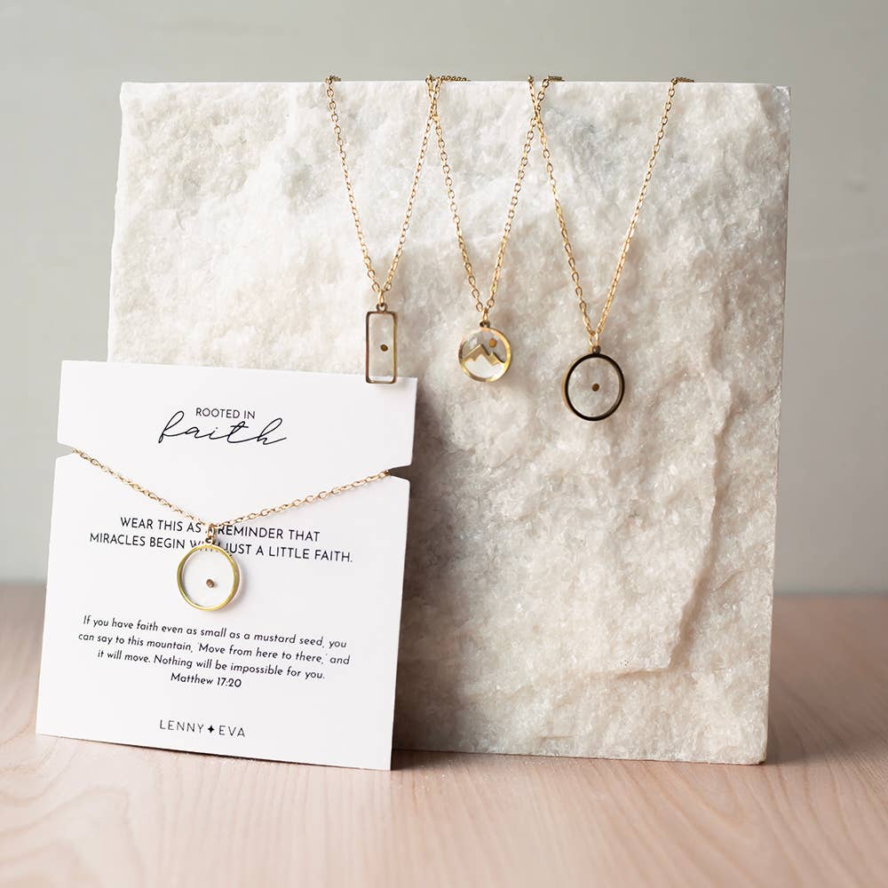Faith Over Fear Mustard Seed Necklace-Circle