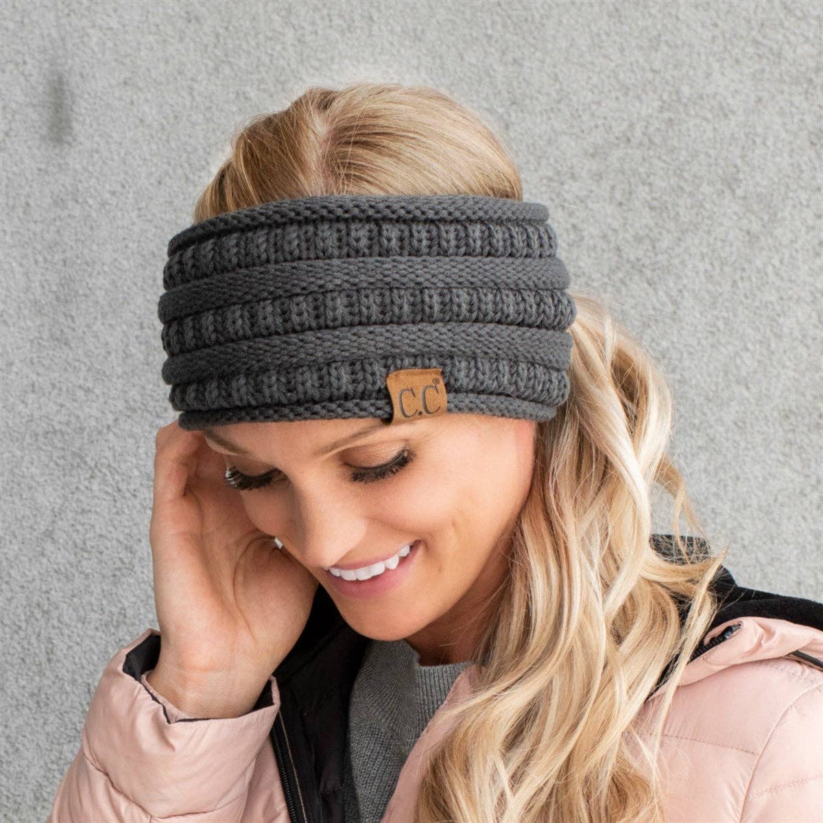 C.C Lined Pony Fashion Headband for Women Black