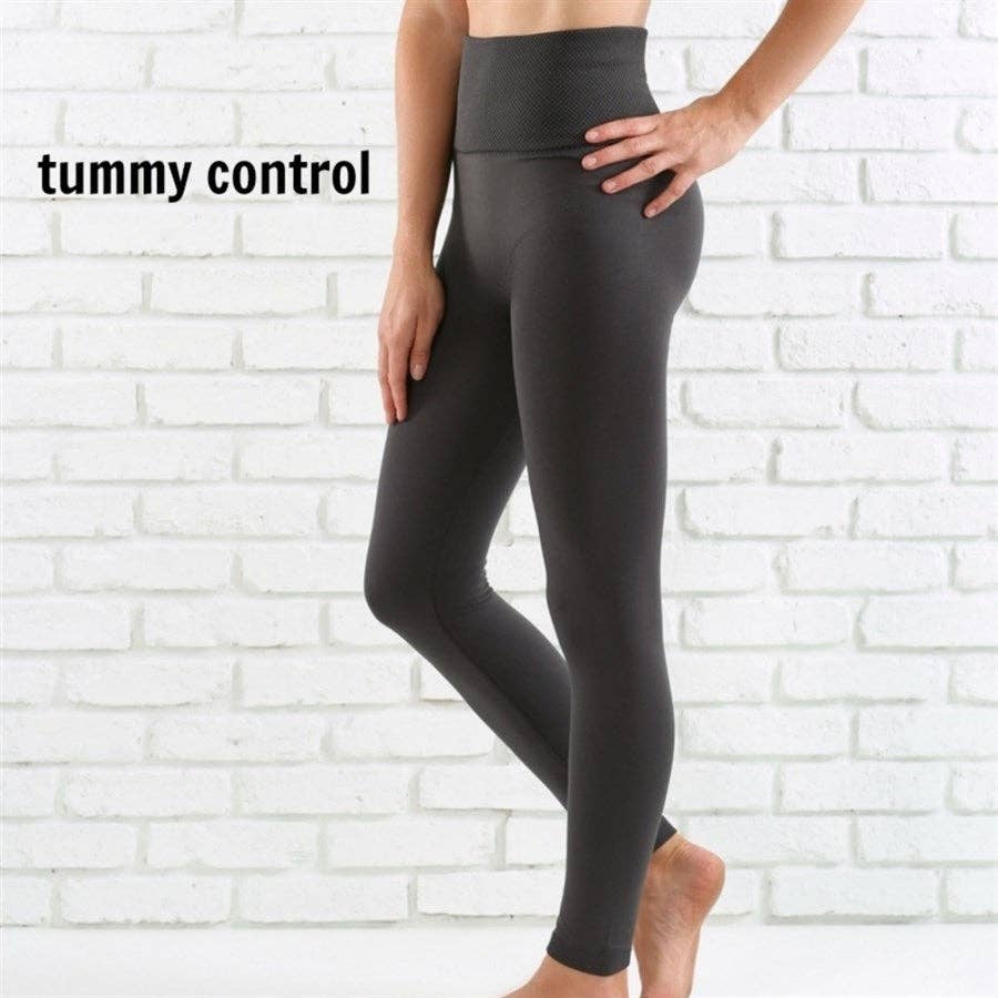 Tummy Control Fleece Lined Leggings | Curvy Added ( TX701 ): Black / One Size ( FIts Pant Size 0 - 13 )