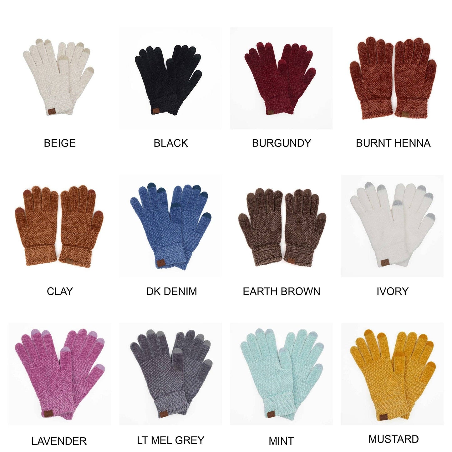 CC Chenille Touchscreen Glove: Burgundy