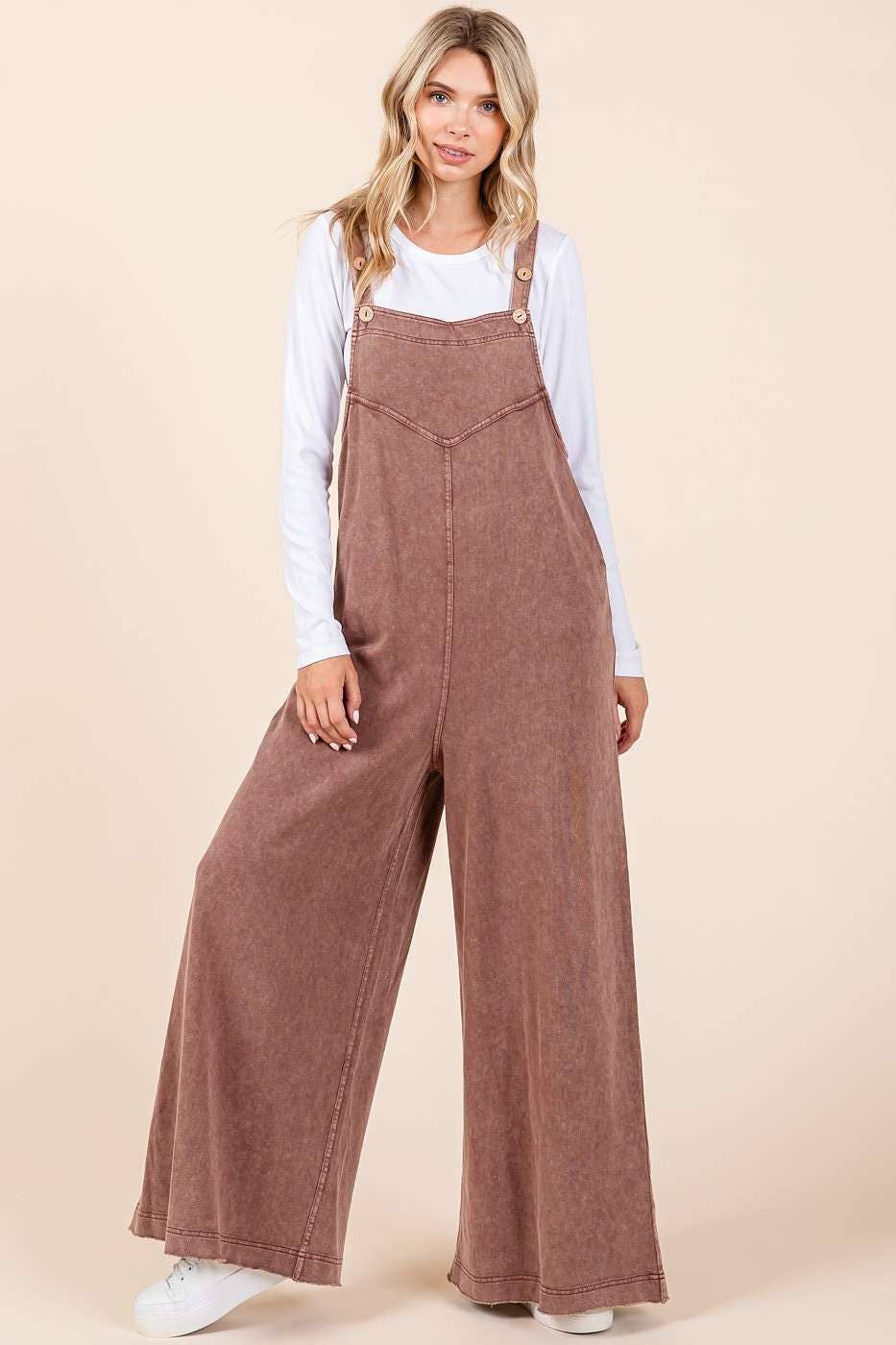 Mineral Washed Button Overalls