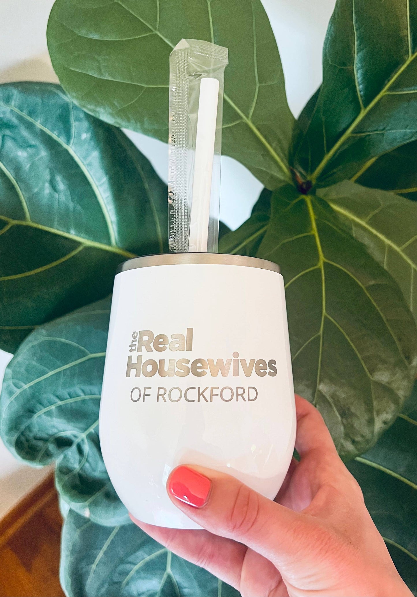 Real Housewives Engraved Wine Tumbler: White