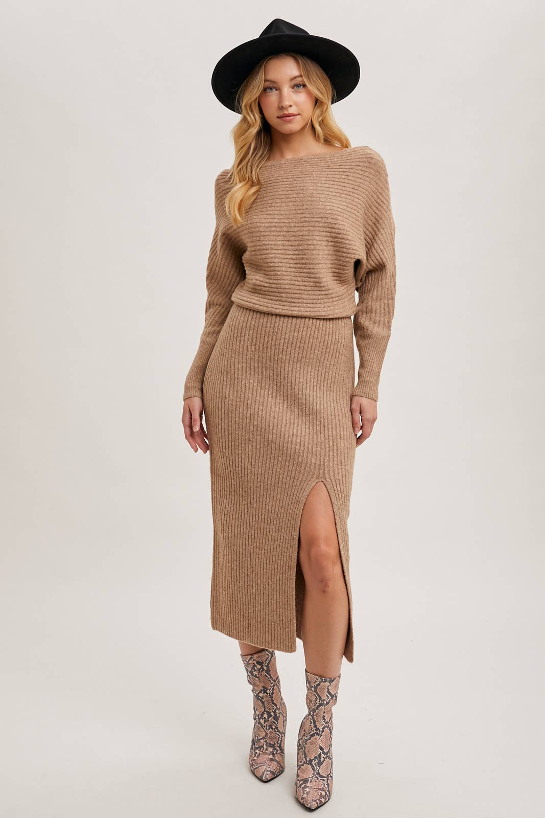 One Shoulder Slit Midi Dress