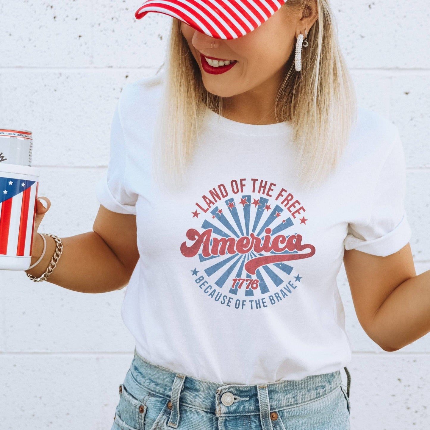 Retro Land of the Free Patriotic Tee