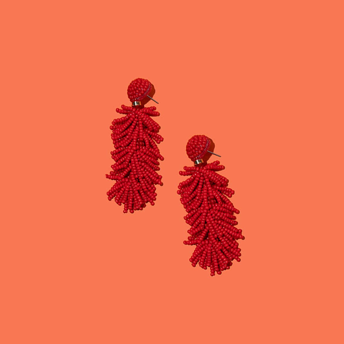 Custom Beaded Tiered Tassel Earrings | Tassel Earring: Carolina Blue