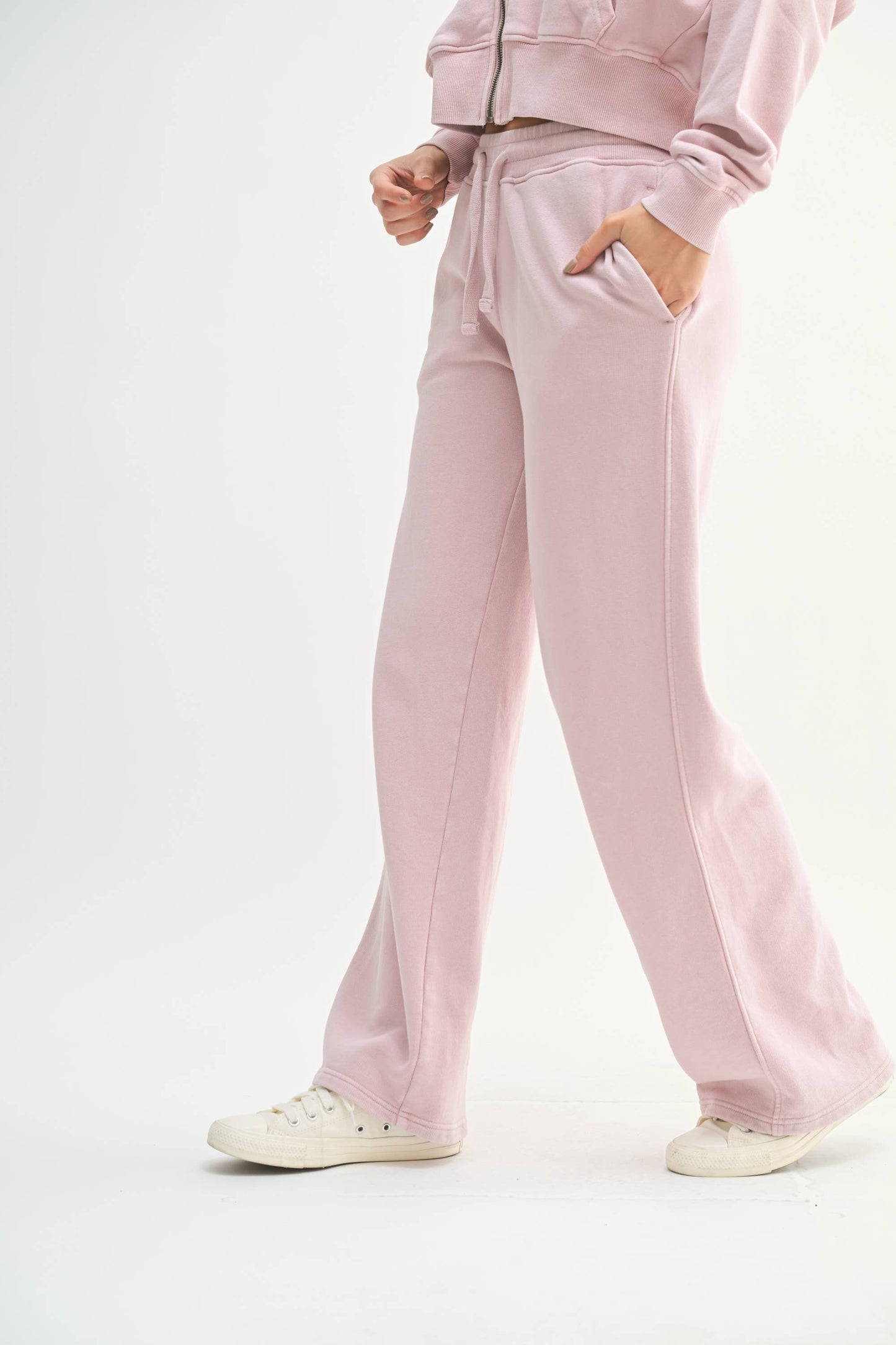 Mineral Wash Luxe Wide-Leg Sweatpants