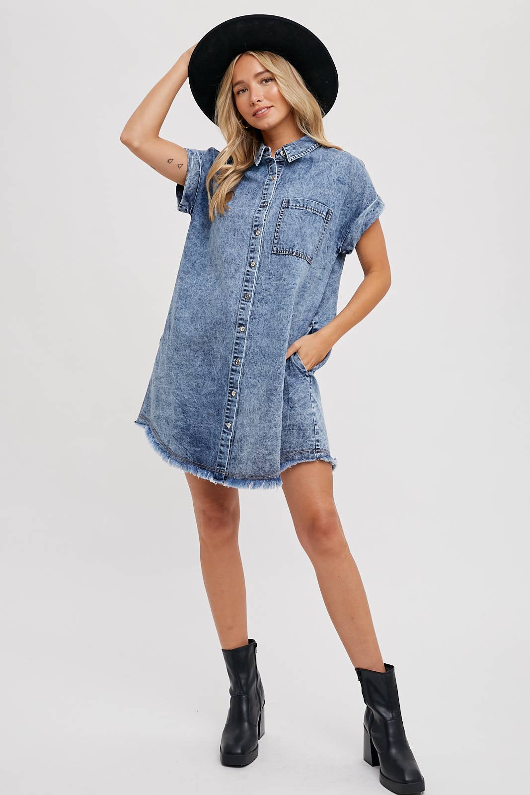 Frayed Denim Dress