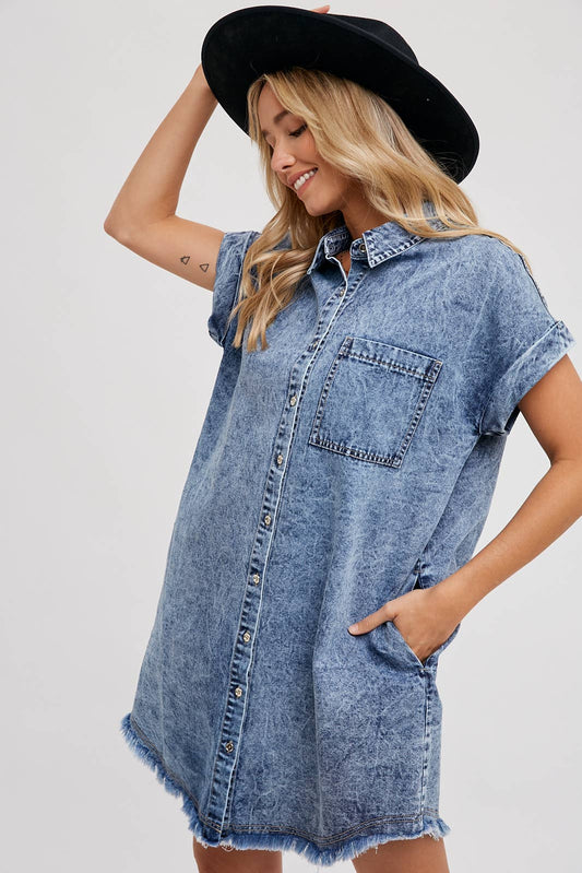 Frayed Denim Dress