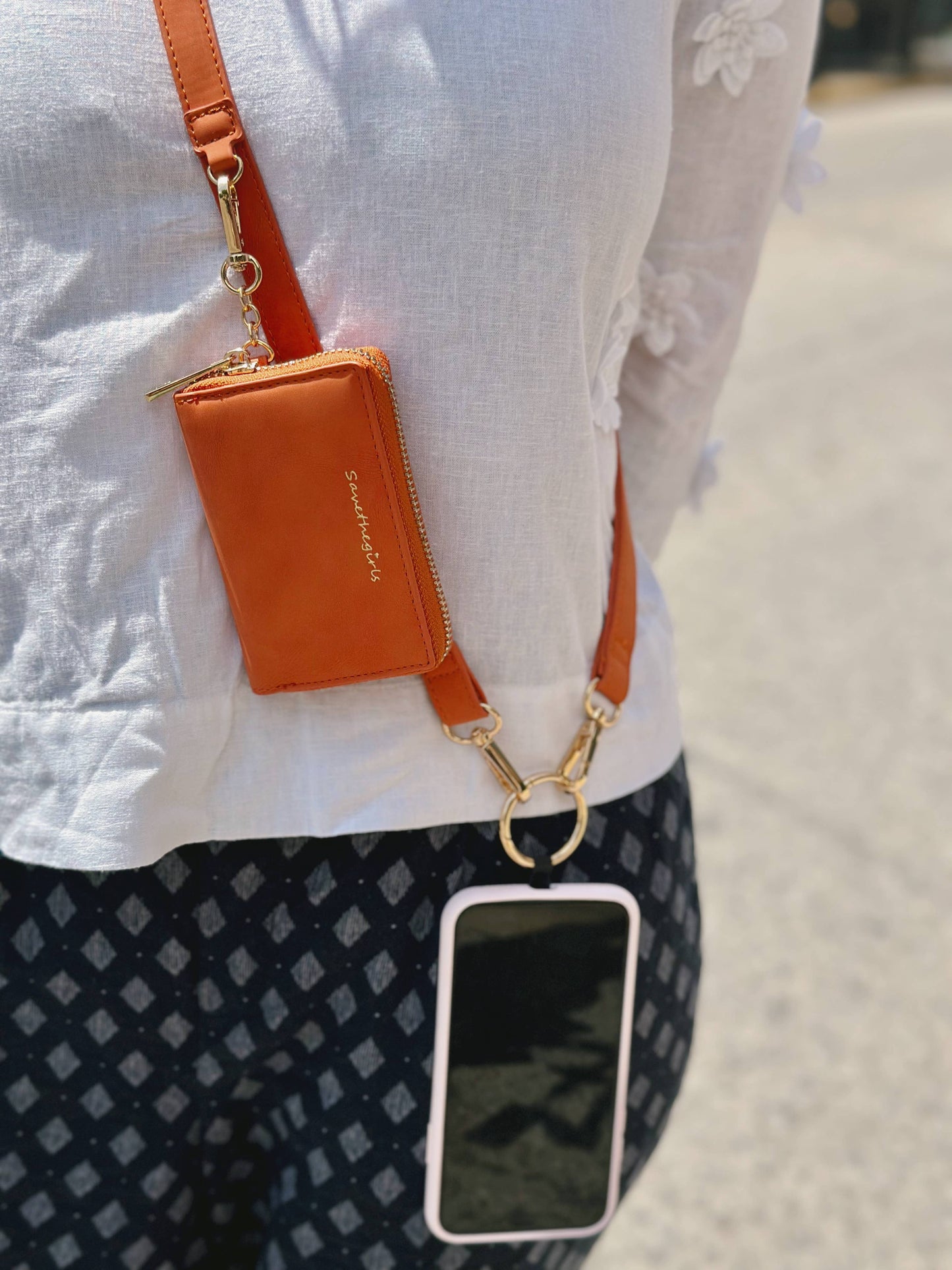 Clip & Go Strap with Pouch Brushed Vegan Leather Collection: Brown - Brown Pouch