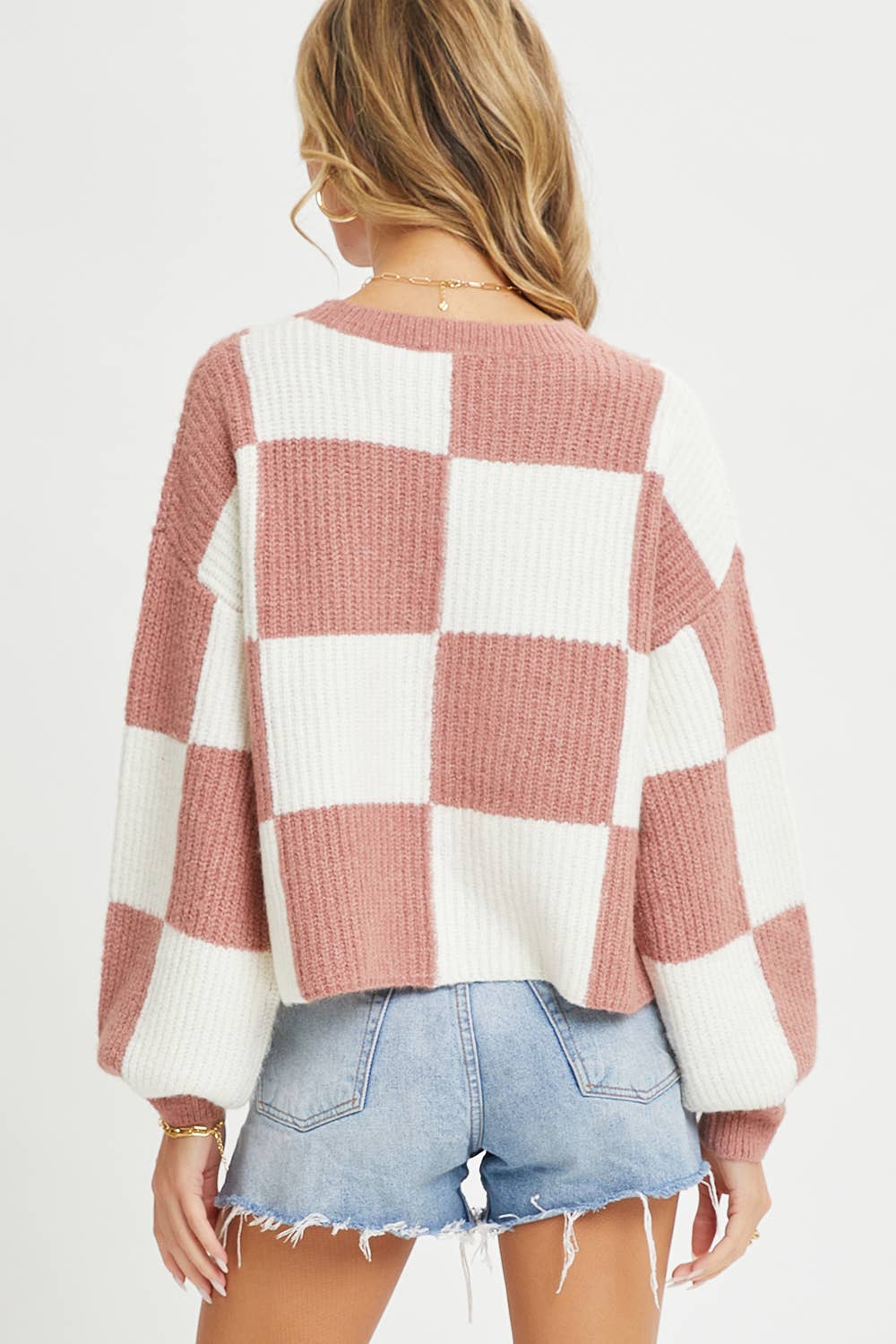 Checkered Knit Sweater