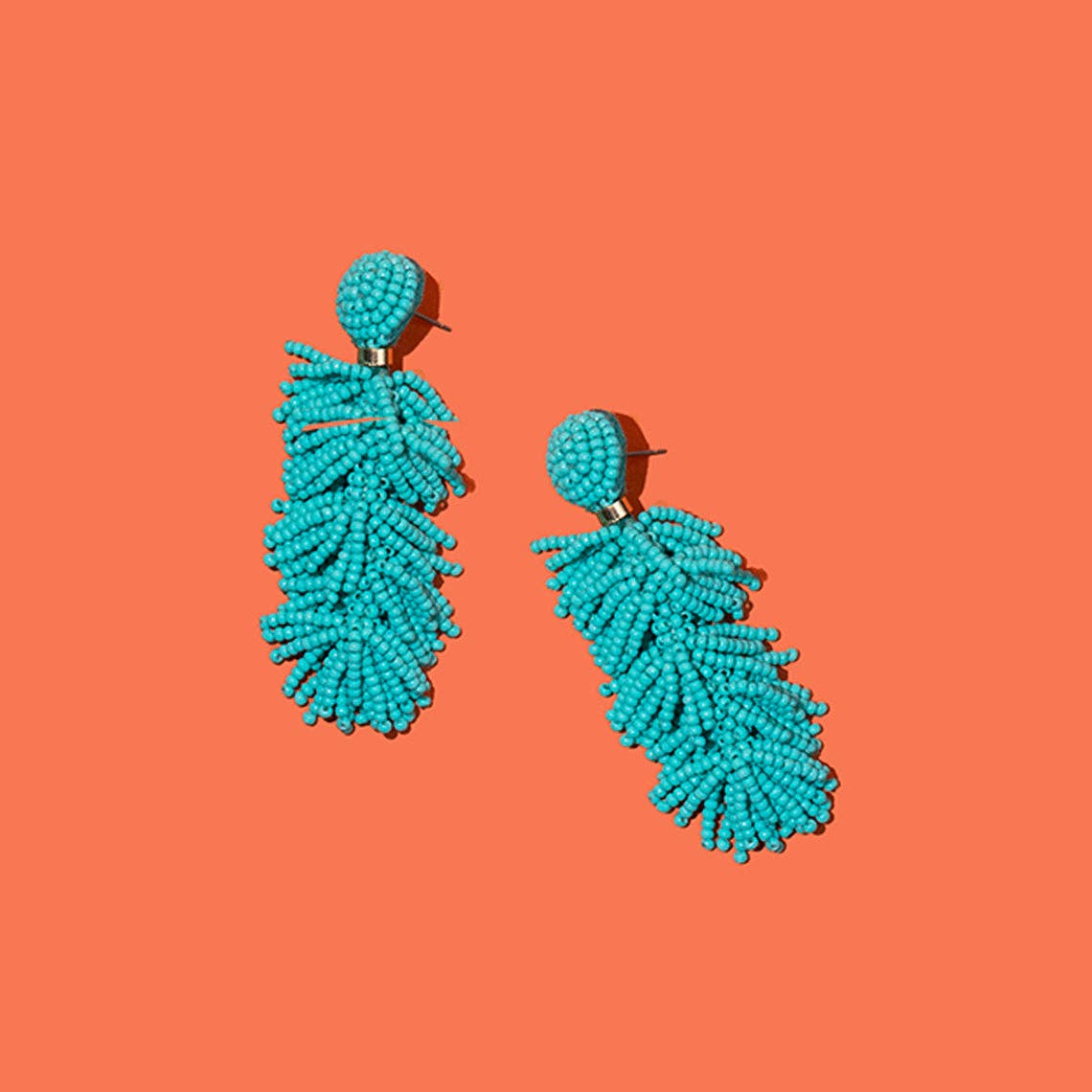 Custom Beaded Tiered Tassel Earrings | Tassel Earring: Carolina Blue