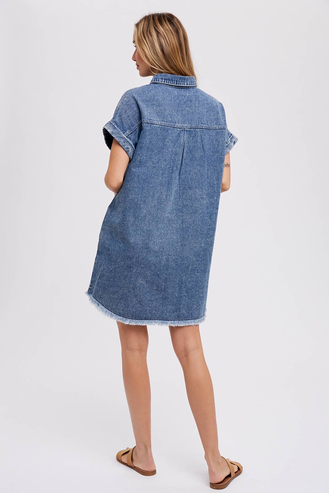 Frayed Hem Denim Dress