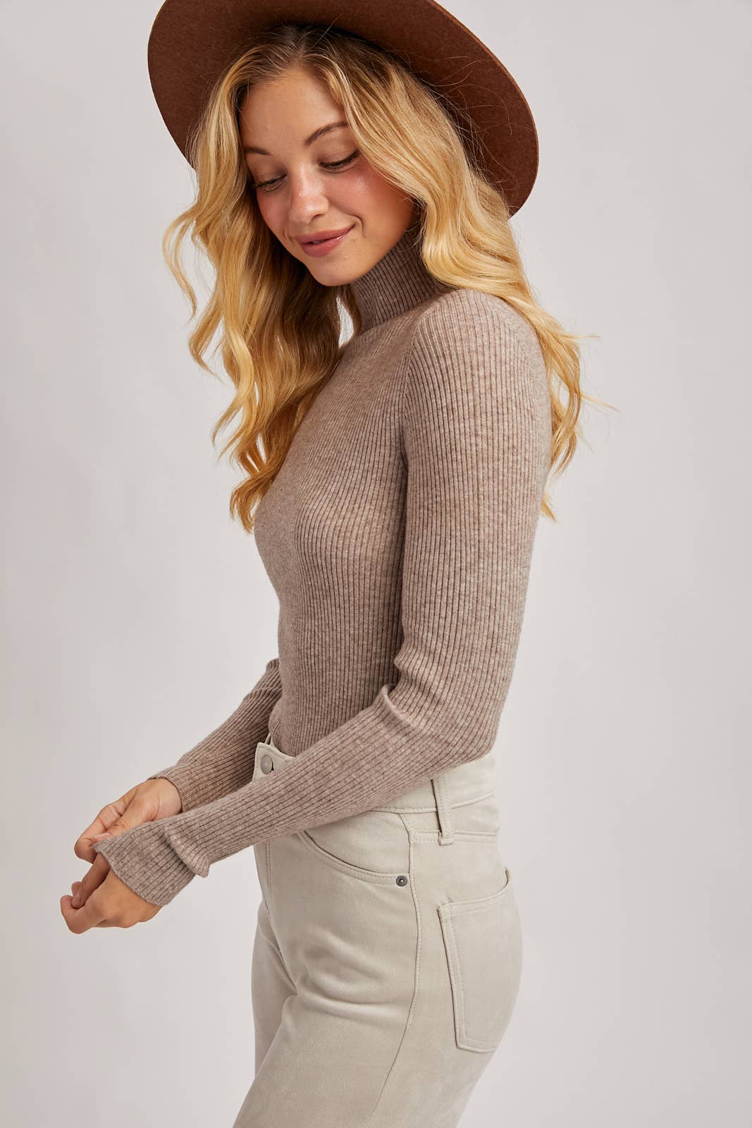 Knit Mock Neck Ribbed Top