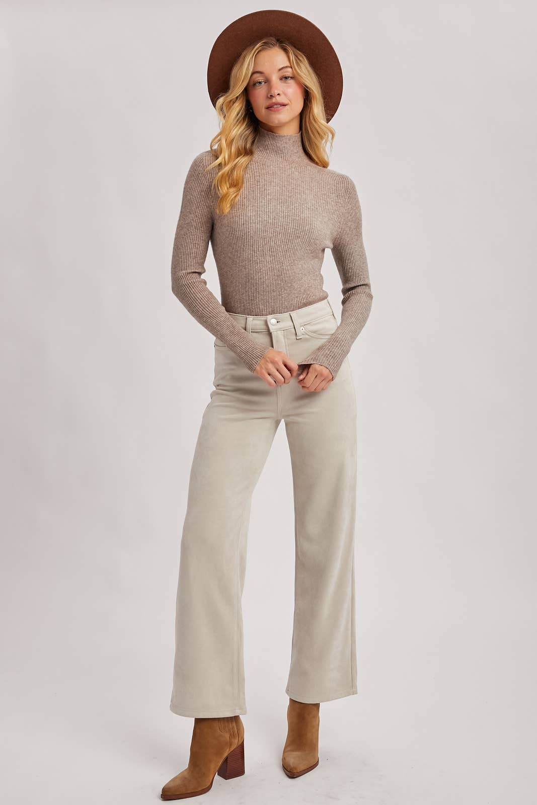 Knit Mock Neck Ribbed Top