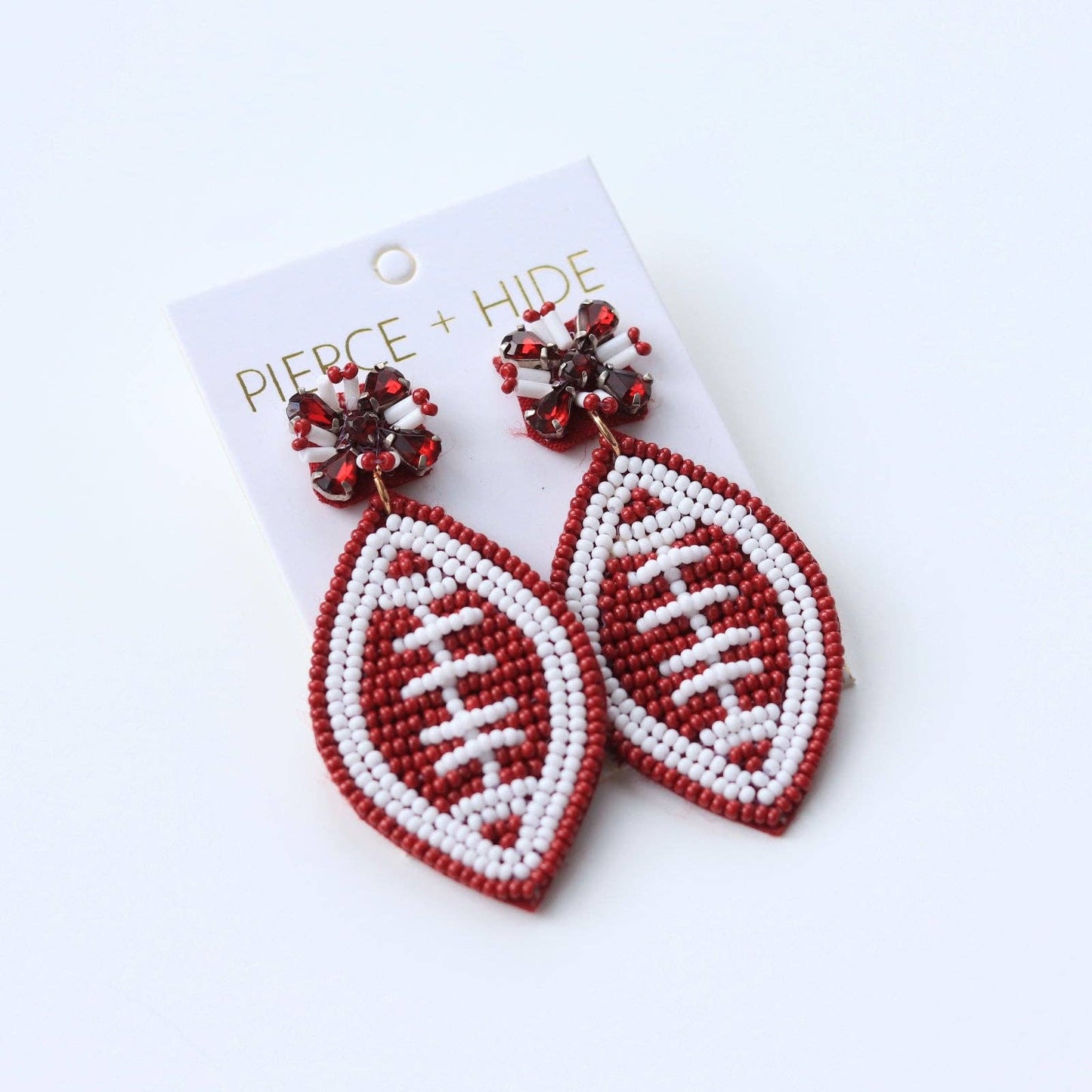 Custom Beaded Maroon Football Earrings| GAME DAY EARRINGS