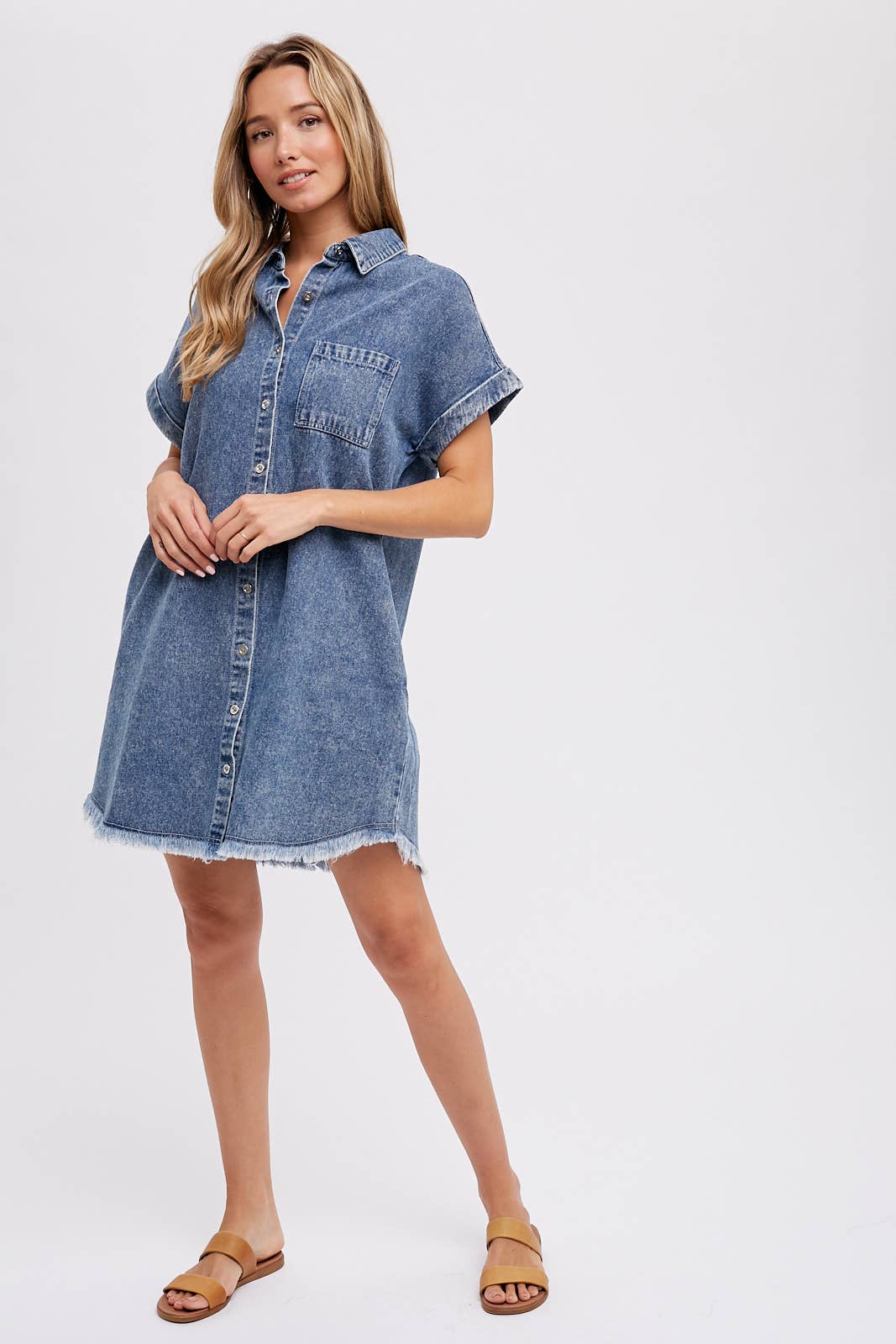 Frayed Hem Denim Dress