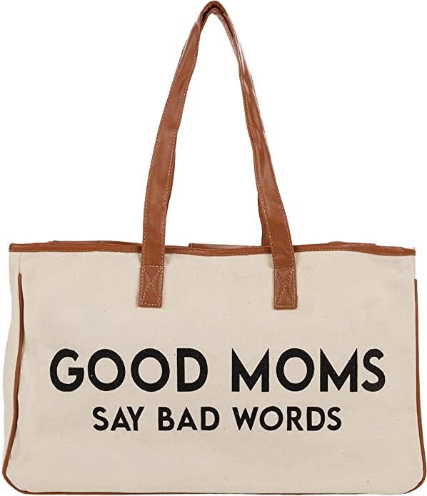 Large Cotton Tote Bag - Good moms say bad words